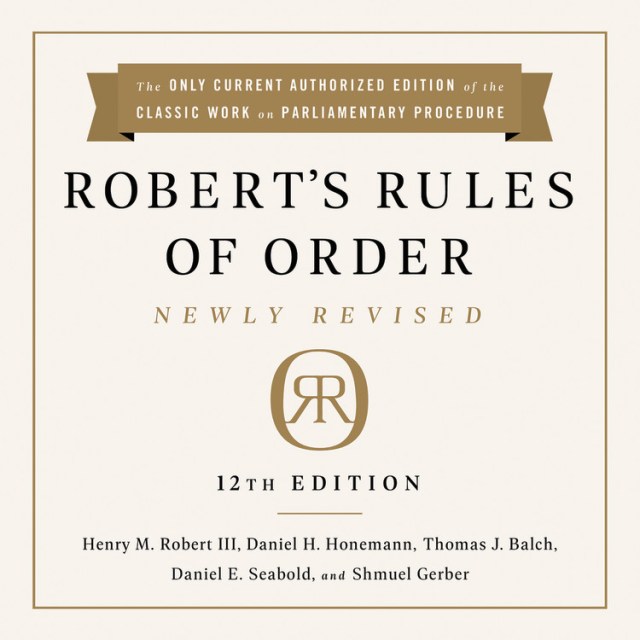 Robert's Rules of Order Newly Revised, 12th edition